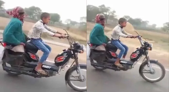 10 saal ke bache ki bike chalte hue video viral