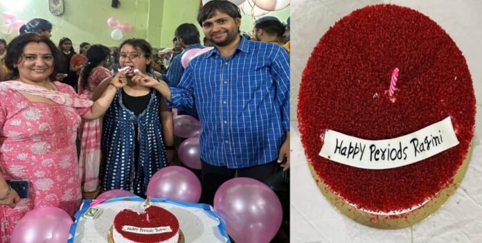 In Kashipur, the family celebrated the daughter's first period by cutting a cake.