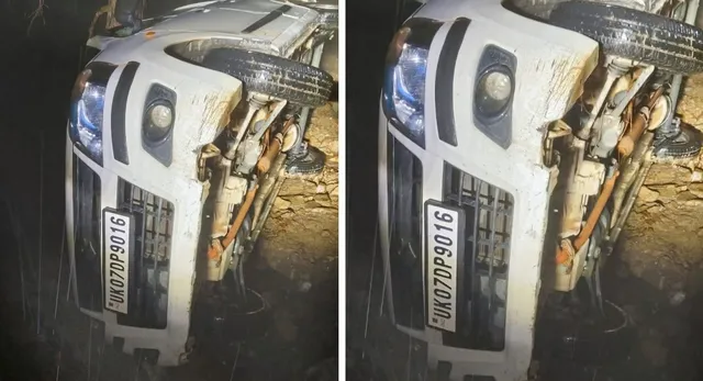 Car overturns on Saraikhet road; three injured. Car overturns on Saraikhet road; three injured.