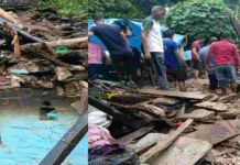 कोटद्वार में मकान ध्वस्त, मलबे में दबे 3 लोग, बचाव दल रेस्क्यू में जुटा Rain wreaks havoc in Kotdwar; three people trapped under debris after house collapses; rescue teams engaged in operations.